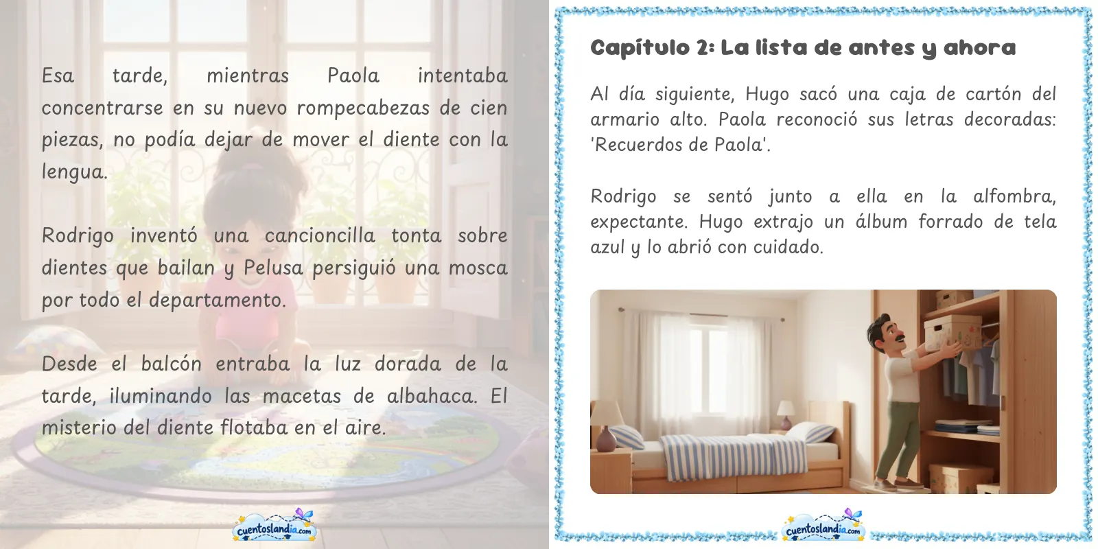 Doble página de «El diente flojo de Paola»