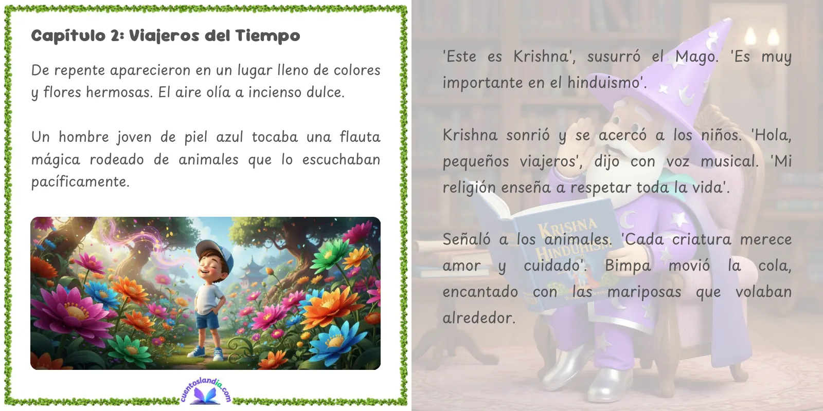 Doble página de «Las Aventuras del Mago y Bimpa en las Religiones»