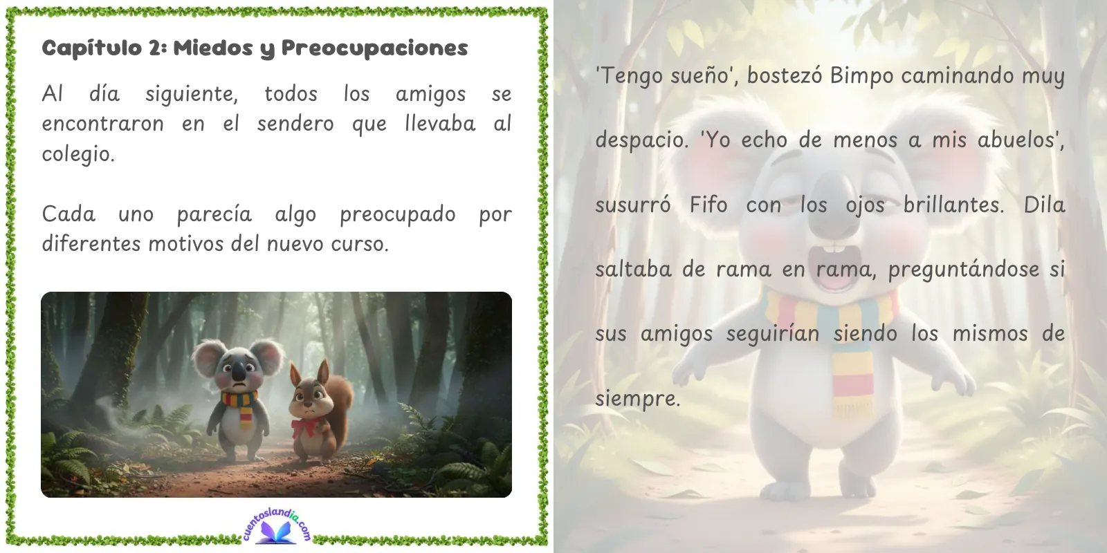 Doble página de «La Vuelta al Cole en el Colegio Selvático»