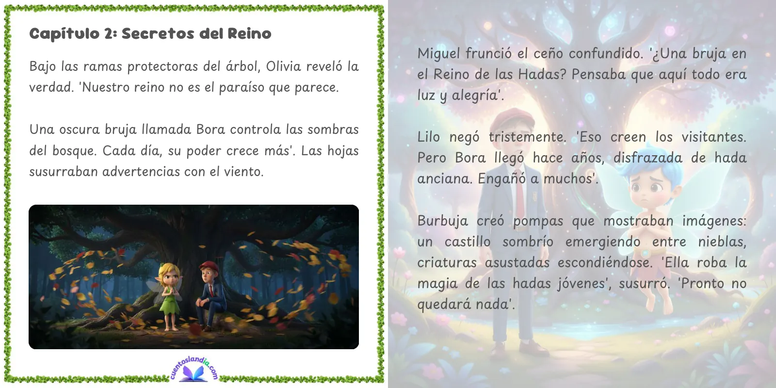 Doble página de «La Escuela Mágica de Salamanca: secretos en el Reino de las Hadas»