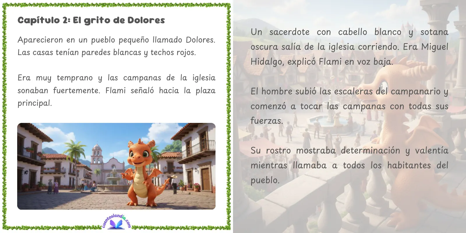 Doble página de «Aprendiendo Historia con Flami: La Independencia de México»