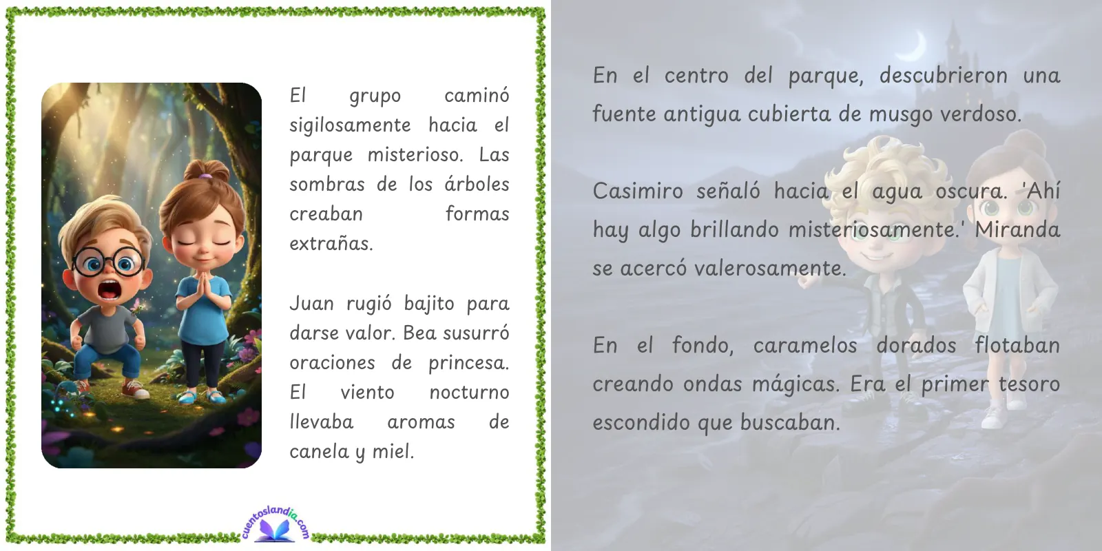 Doble página de «Aventuras de Halloween: La Mágica Caza de los Caramelos»