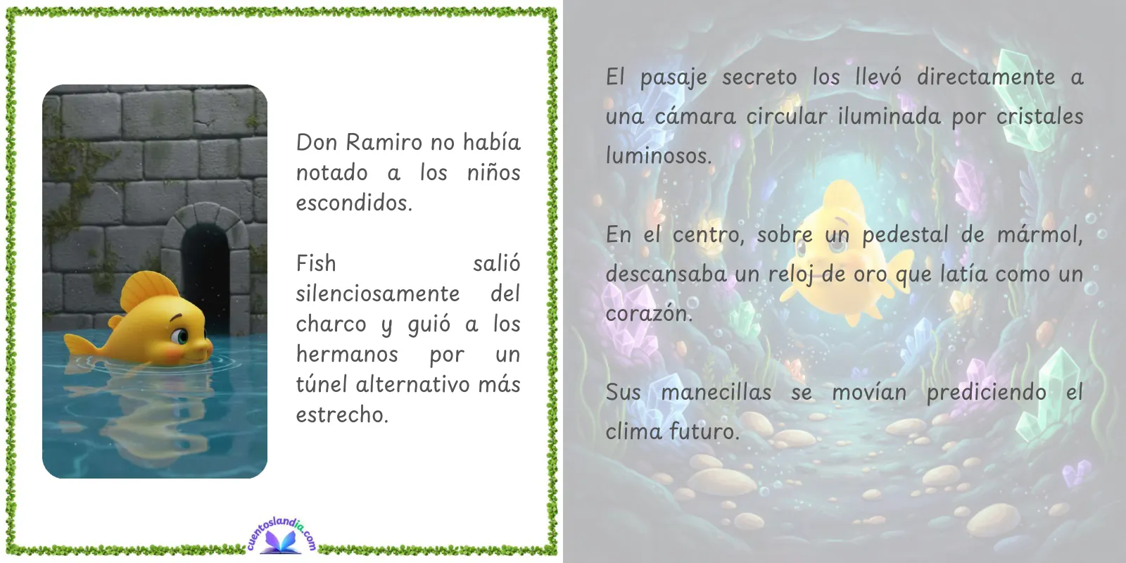 Doble página de «Pepe, Lucía y la Isla de los Secretos Marinos»