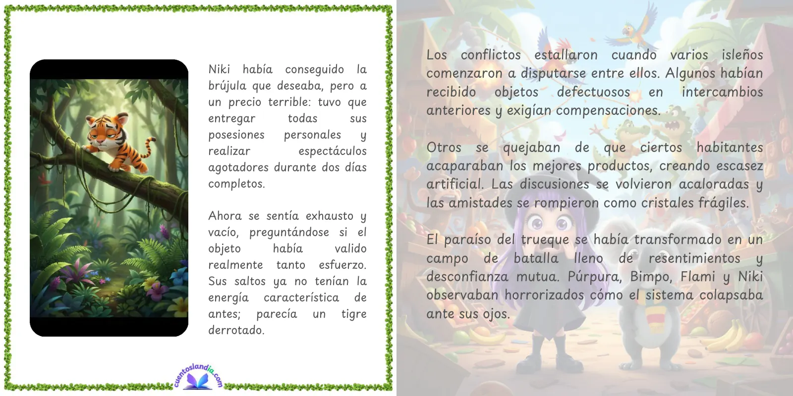Doble página de «La Isla de los Trueques Imposibles»