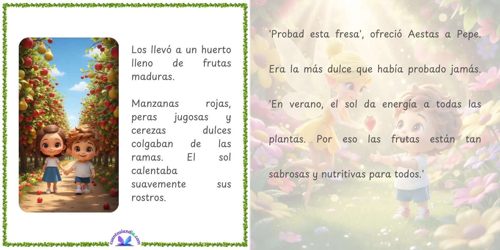 Doble página de «Lucía y Pepe en el Jardín de las Estaciones»