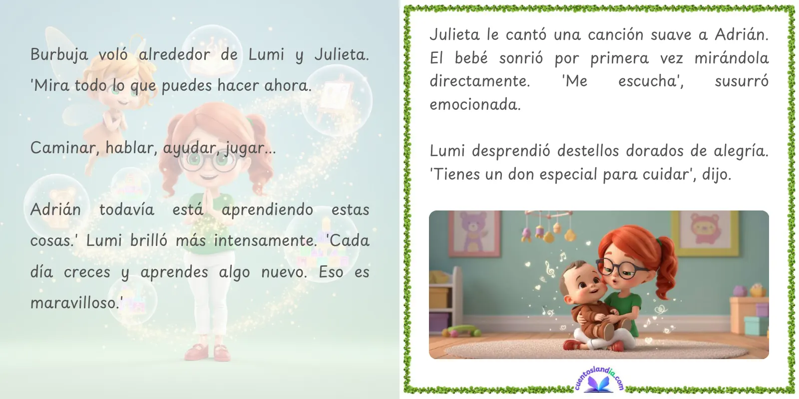 Doble página de «Julieta y la Aventura de Convertirse en Hermana Mayor»