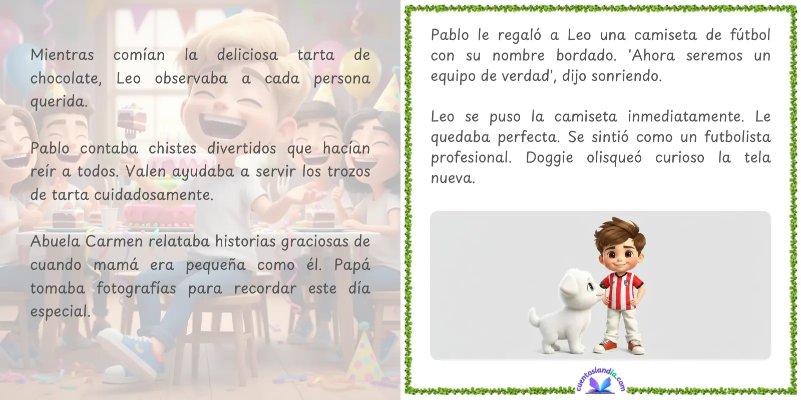 Doble página de «Leo y su Sorpresa de Cumpleaños»