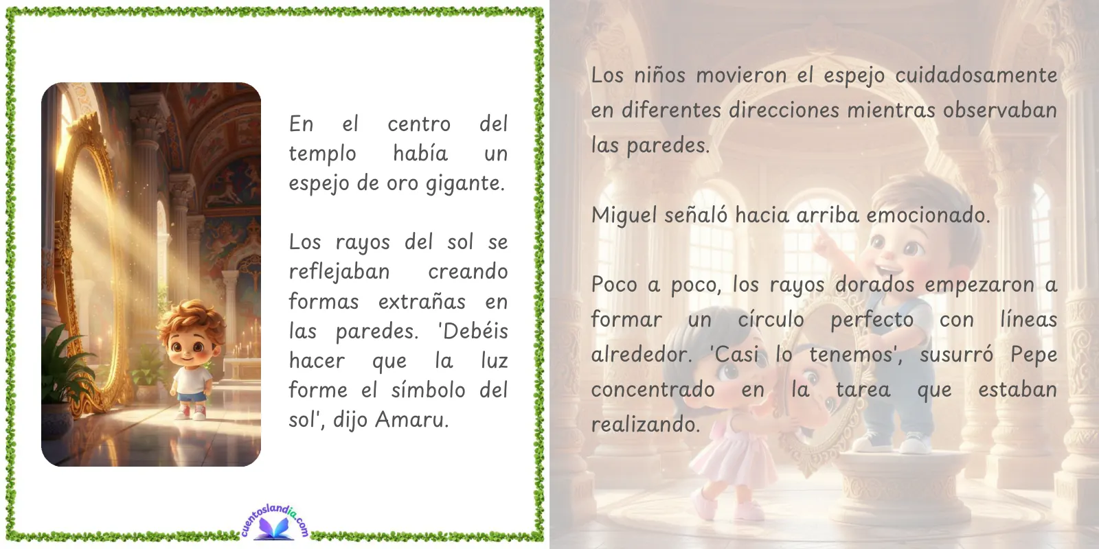 Doble página de «Lucía, Pepe y los Secretos del Imperio Inca»