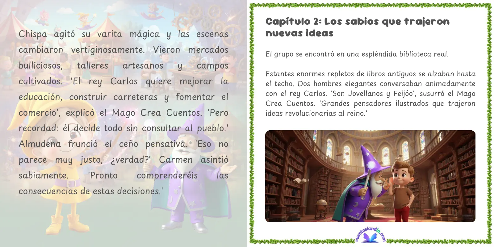 Doble página de «Reformas y Magia en el Reino de Carlos III»