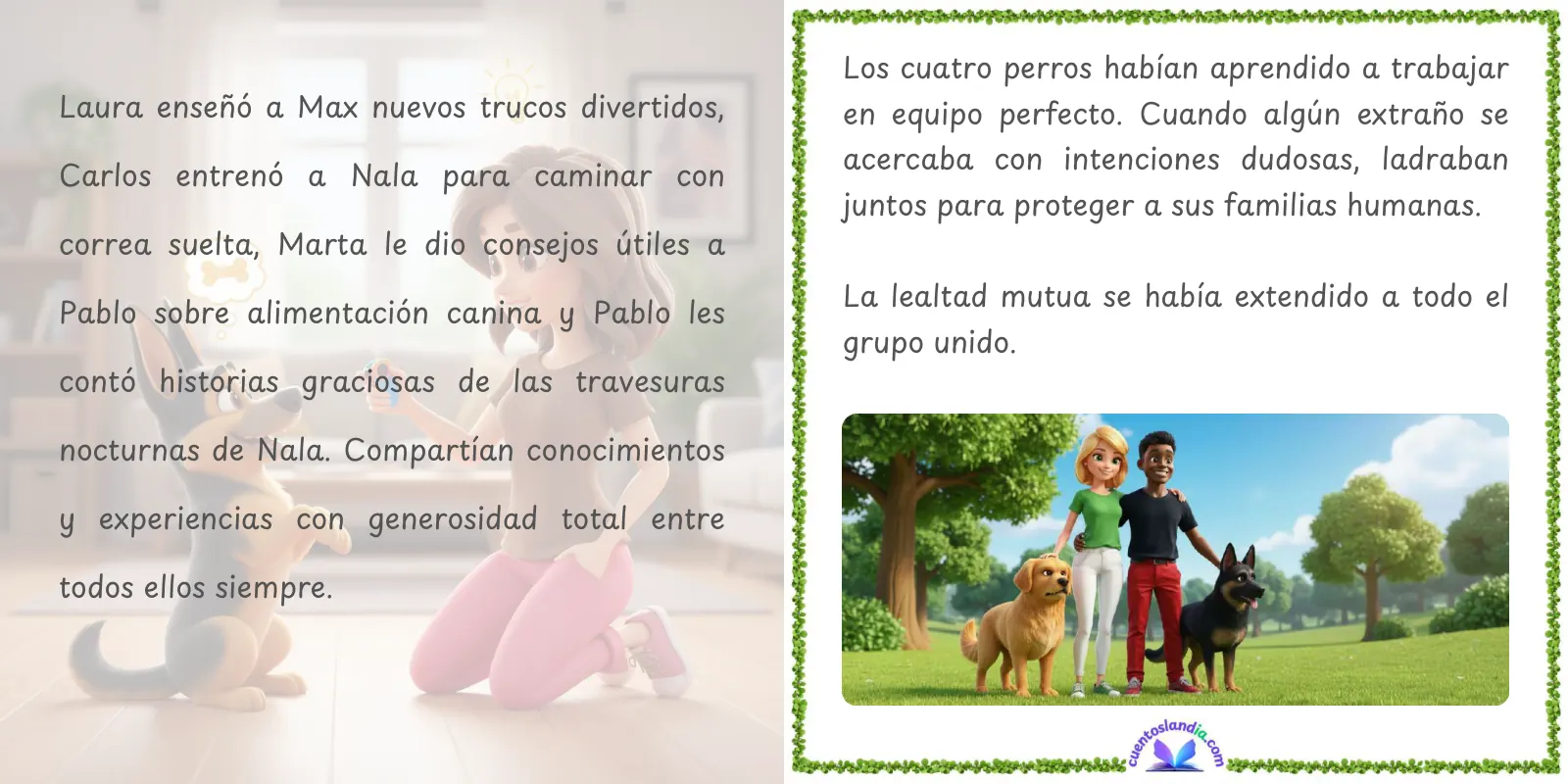Doble página de «Manada Perruna en el Parque de Delicias»