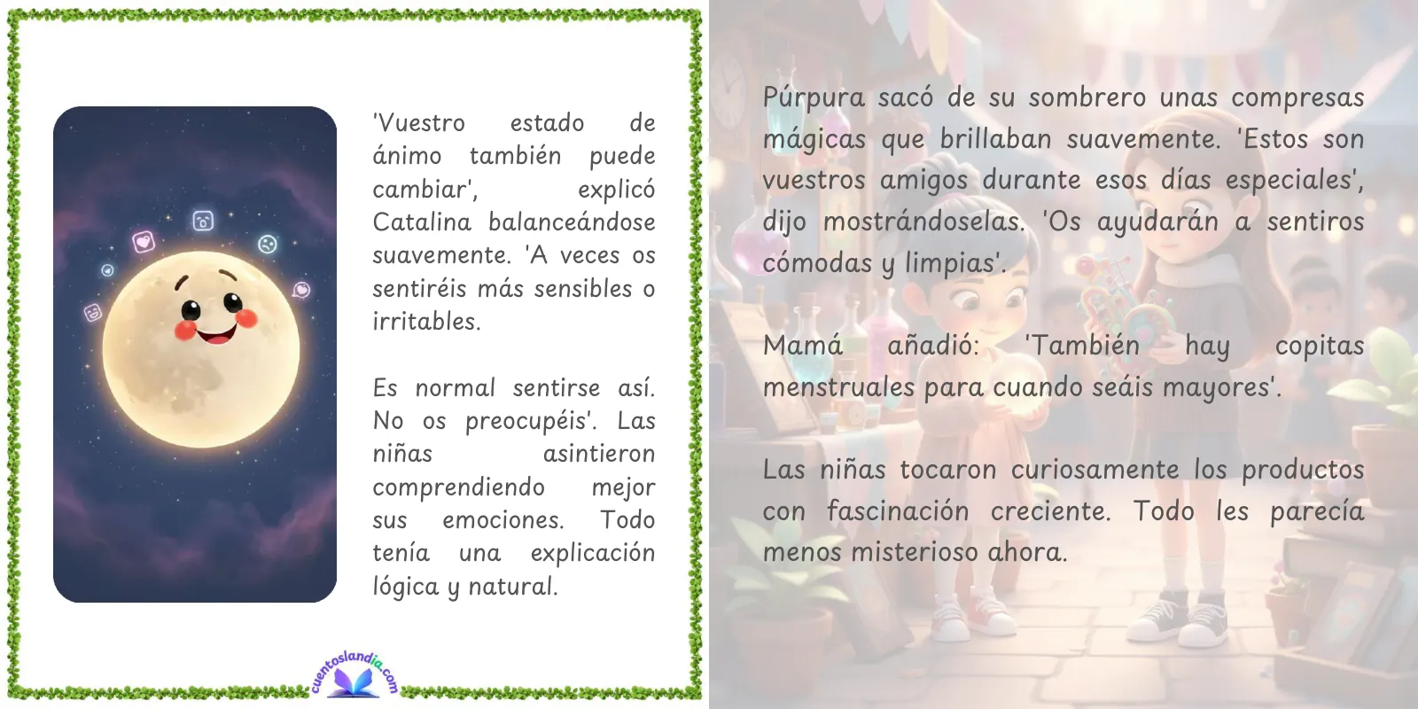 Doble página de «Menstruación: Mi cuerpo está creciendo»