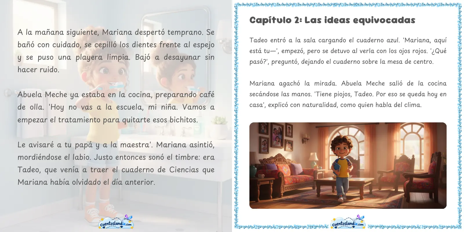 Doble página de «¡Piojos en 3º A!»