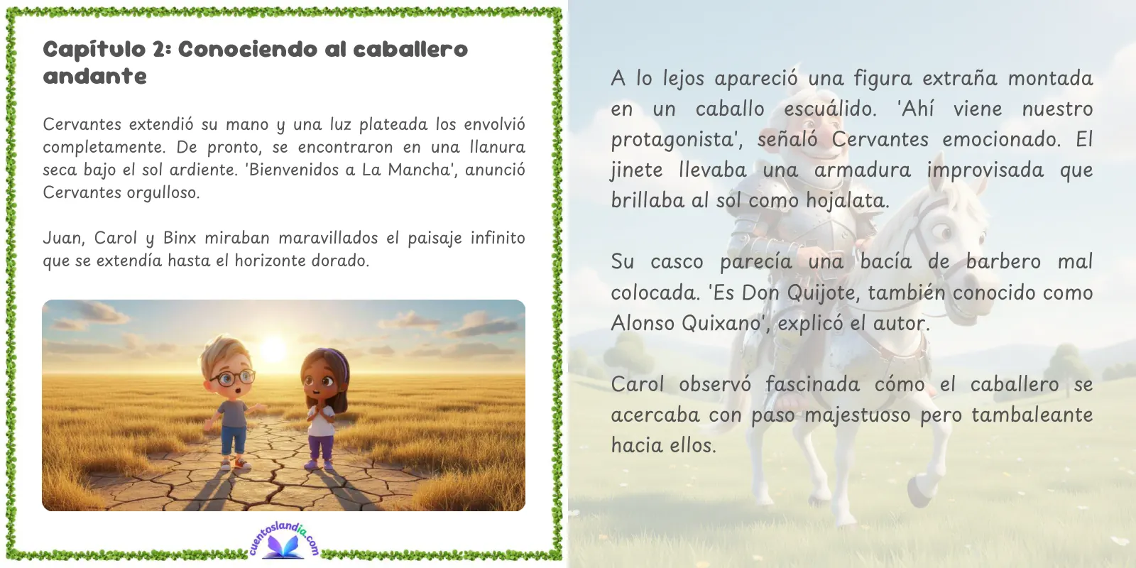 Doble página de «Viaje al Fantástico Mundo de Don Quijote»