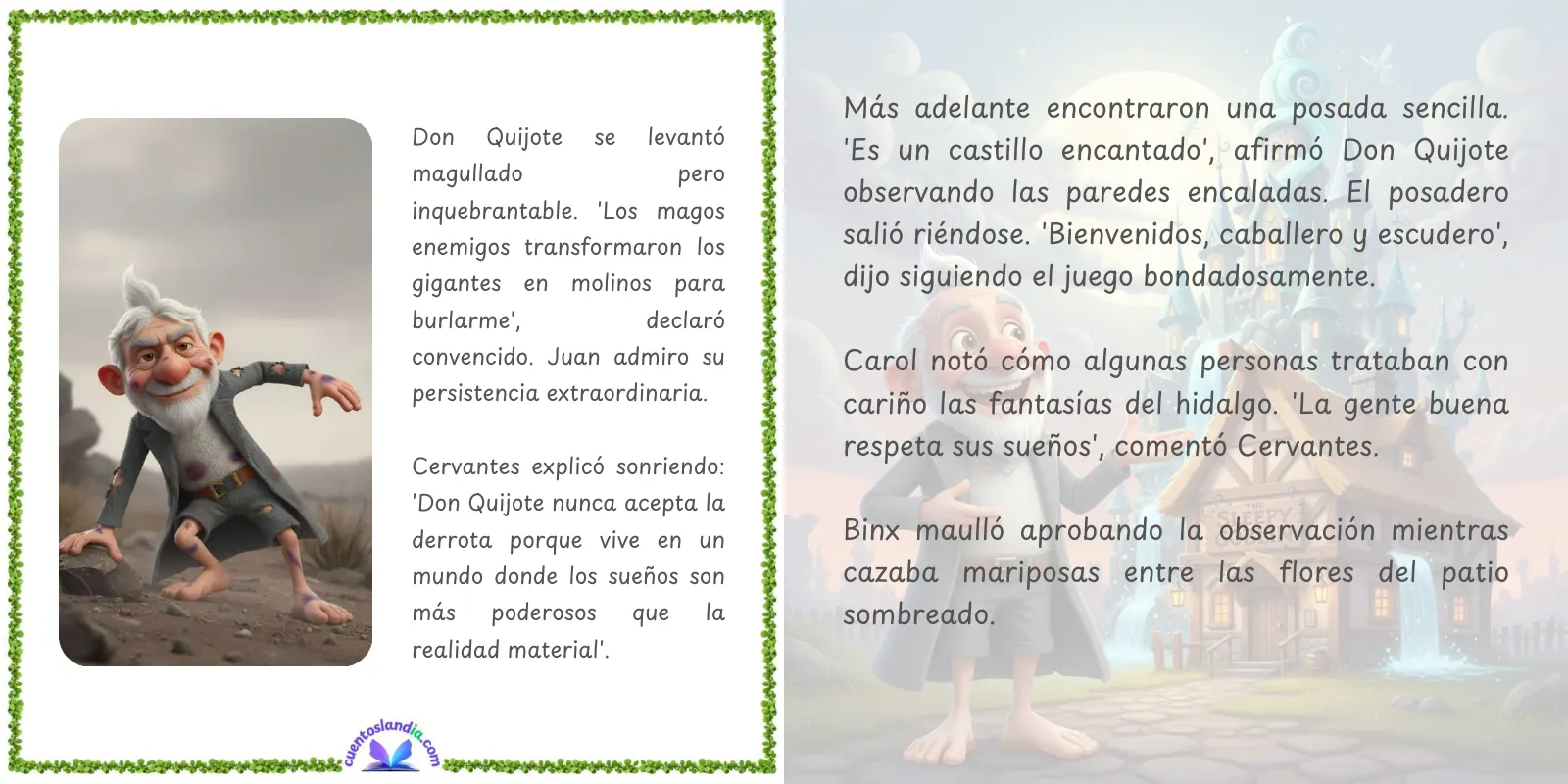 Doble página de «Viaje al Fantástico Mundo de Don Quijote»