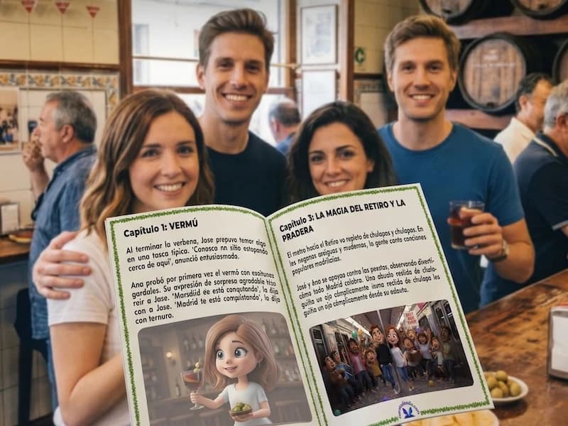 Libro personalizado de San Isidro impreso para pareja, cuento de amor ambientado en las fiestas de Madrid