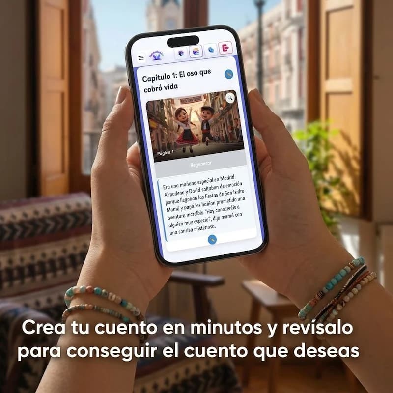 Wizard de creación del cuento personalizado de San Isidro para la familia de Almudena y David