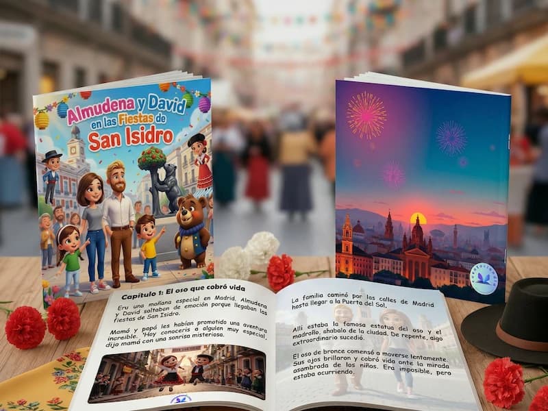 Libro personalizado de San Isidro impreso para la familia, cuento de fiestas de Madrid con protagonistas personalizados