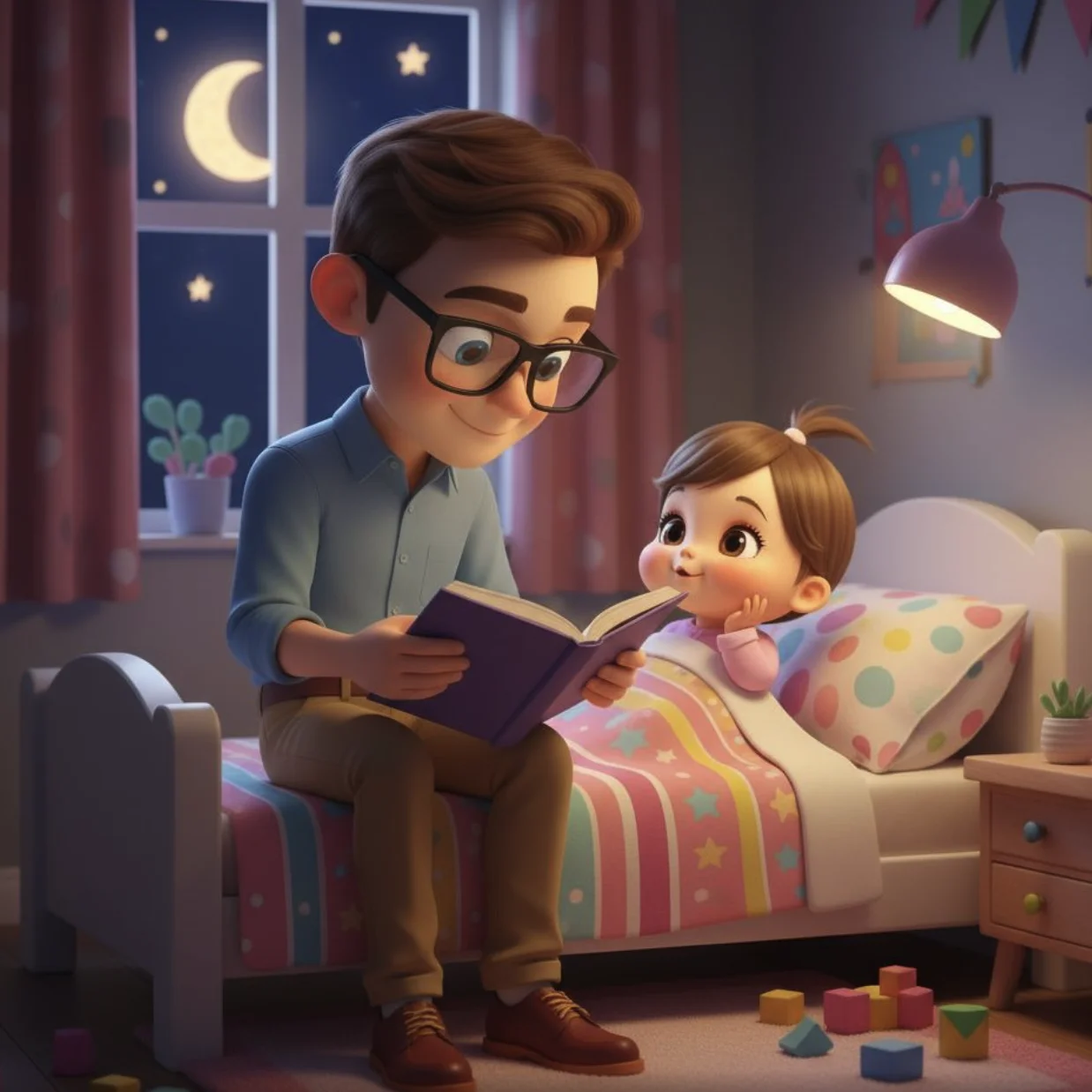 Javi leyendo con Carol - ilustración IA del cuento del Día del Padre