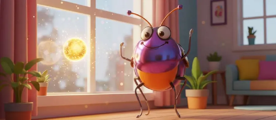 Una luciérnaga brillante entra por la ventana del cuarto iluminada por la luna