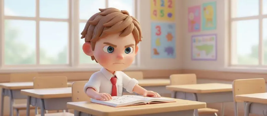 David frunce el ceño delante de su cuaderno abierto, solo en su pupitre del aula