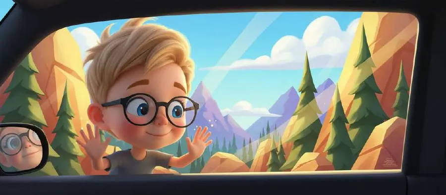 Juan, con gafas, mira por la ventanilla del coche las montañas y los pinos de Cuenca