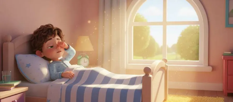 Nico se despereza en su cama mientras el sol de la mañana entra por la ventana de su cuarto