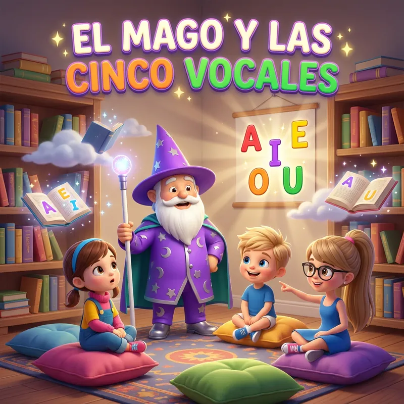 Portada de «El mago y las cinco vocales»