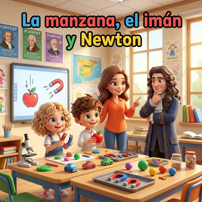 Portada de «La manzana, el imán y Newton»