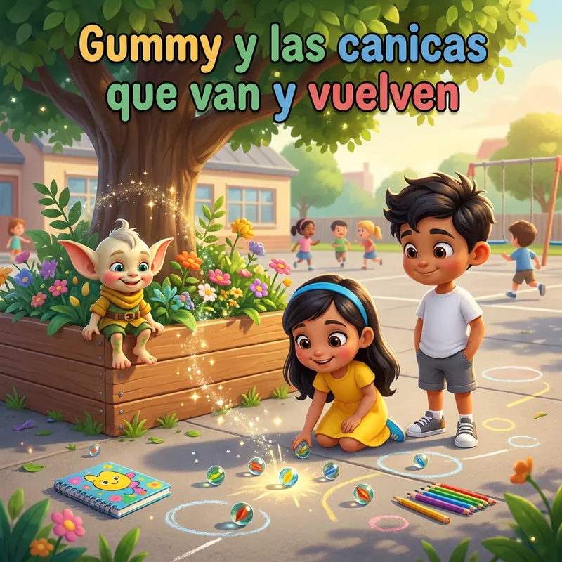 Portada de «Gummy y las canicas que van y vuelven»
